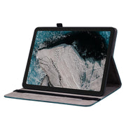 For Nokia T20 10.4 2021 Butterfly Rose Embossed Leather Tablet Case(Dark Blue)