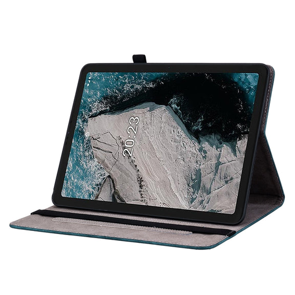 For Nokia T20 10.4 2021 Butterfly Rose Embossed Leather Tablet Case(Dark Blue)