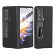 For Honor Magic Vs Integrated Genuine Leather Litchi Texture Phone Case with Holder(Black) - Honor Cases by PMC TechLife | Online Shopping South Africa | PMC TechLife | Buy Now Pay Later Mobicred