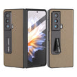 For Honor Magic Vs Integrated Genuine Leather Litchi Texture Phone Case with Holder(Grey) - Honor Cases by PMC TechLife | Online Shopping South Africa | PMC TechLife | Buy Now Pay Later Mobicred