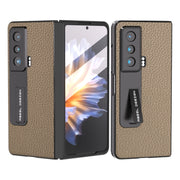 For Honor Magic Vs Integrated Genuine Leather Litchi Texture Phone Case with Holder(Grey)