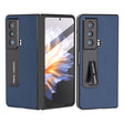 For Honor Magic Vs Integrated Genuine Leather + PC Litchi Texture Phone Case with Holder(Blue) - Honor Cases by PMC TechLife | Online Shopping South Africa | PMC TechLife | Buy Now Pay Later Mobicred