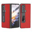 For Honor Magic Vs Integrated Cross Texture Genuine Leather Phone Case with Holder(Red) - Honor Cases by PMC TechLife | Online Shopping South Africa | PMC TechLife | Buy Now Pay Later Mobicred