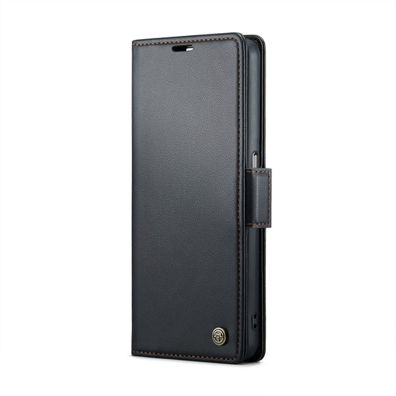For OPPO A77s CaseMe 023 Butterfly Buckle Litchi Texture RFID Anti-theft Leather Phone Case(Black)