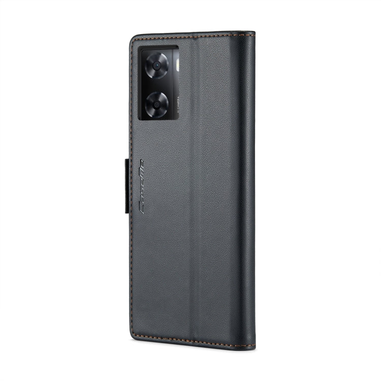 For OPPO A77s CaseMe 023 Butterfly Buckle Litchi Texture RFID Anti-theft Leather Phone Case(Black)
