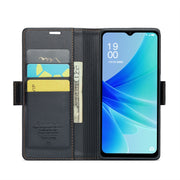 For OPPO A77s CaseMe 023 Butterfly Buckle Litchi Texture RFID Anti-theft Leather Phone Case(Black)