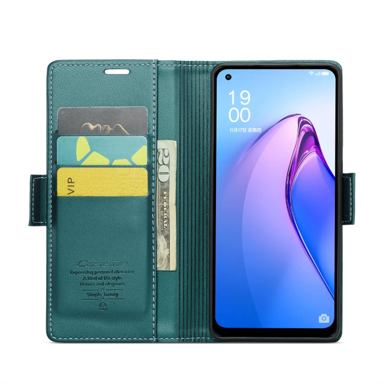 For OPPO Reno7 Z Global/Reno7 Lite Global CaseMe 023 Butterfly Buckle Litchi Texture RFID Anti-theft Leather Phone Case(Pearly Blue)