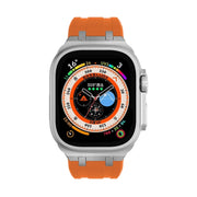 AP Silicone Watch Band For Apple Watch SE 2023 44mm(Silver Orange)