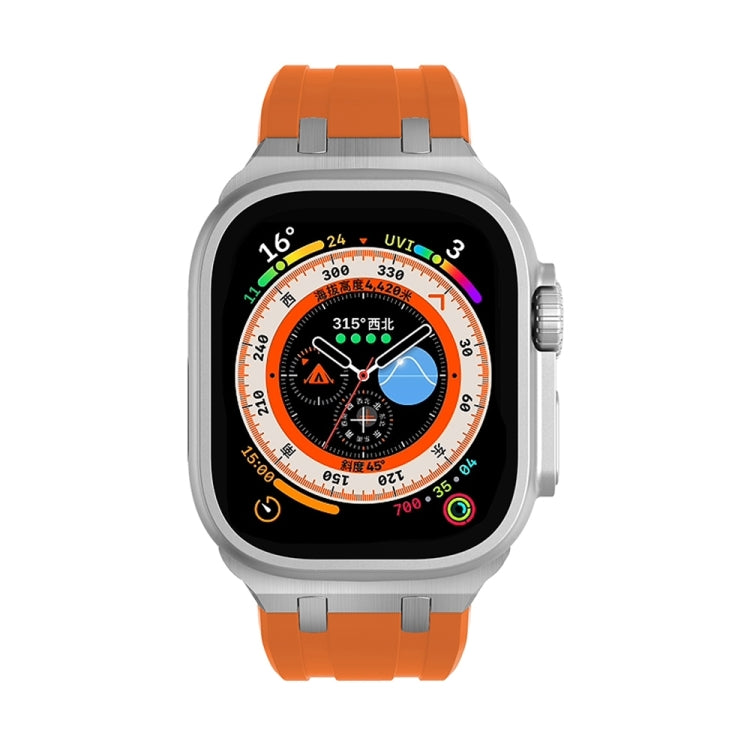 AP Silicone Watch Band For Apple Watch Ultra 2 49mm(Silver Orange)