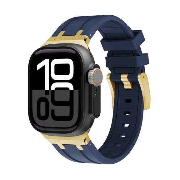 AP Silicone Watch Band For Apple Watch Series 10 42mm(Gold Blue)