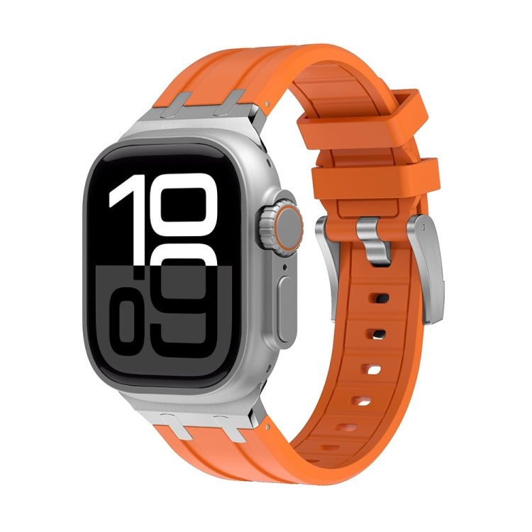 AP Silicone Watch Band For Apple Watch Series 10 46mm(Silver Orange)