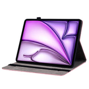 For iPad Air 11 2024 Butterfly Rose Embossed Leather Smart Tablet Case(Pink)