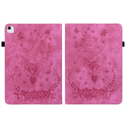 For iPad Air 11 2024 Butterfly Rose Embossed Leather Smart Tablet Case(Rose Red)
