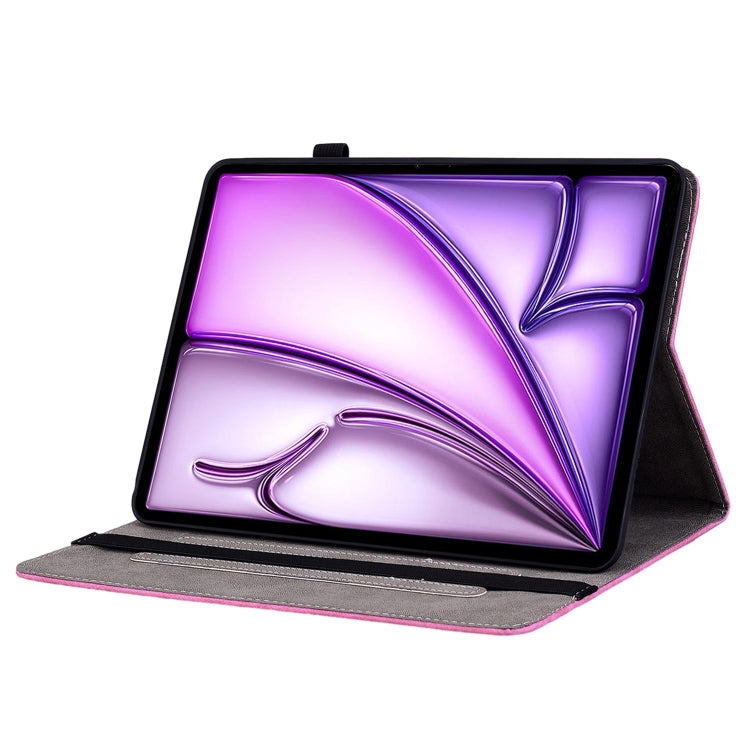 For iPad Air 11 2024 Butterfly Rose Embossed Leather Smart Tablet Case(Rose Red)