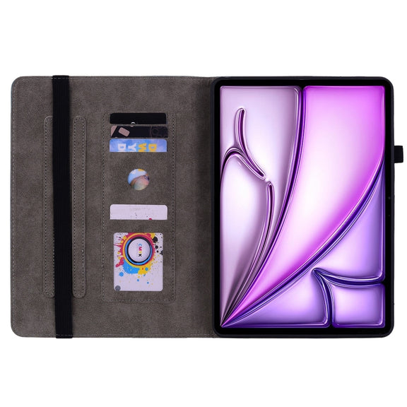 For iPad Air 11 2024 Butterfly Rose Embossed Leather Smart Tablet Case(Rose Red)
