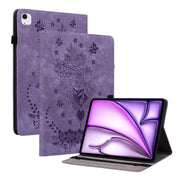 For iPad Air 11 2025 / 2024 Butterfly Rose Embossed Leather Smart Tablet Case(Purple)
