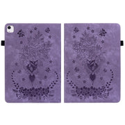 For iPad Air 11 2025 / 2024 Butterfly Rose Embossed Leather Smart Tablet Case(Purple)