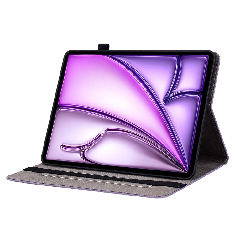 For iPad Air 11 2025 / 2024 Butterfly Rose Embossed Leather Smart Tablet Case(Purple)