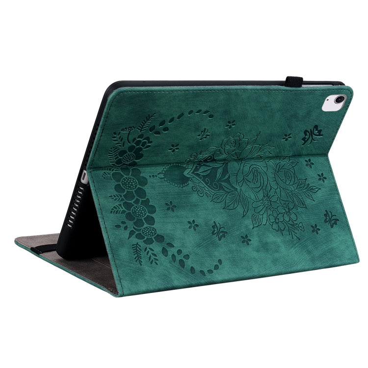 For iPad Air 11 2025 / 2024 Butterfly Rose Embossed Leather Smart Tablet Case(Green)