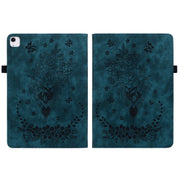 For iPad Air 11 2025 / 2024 Butterfly Rose Embossed Leather Smart Tablet Case(Dark Blue)