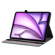 For iPad Air 11 2025 / 2024 Butterfly Rose Embossed Leather Smart Tablet Case(Dark Blue)