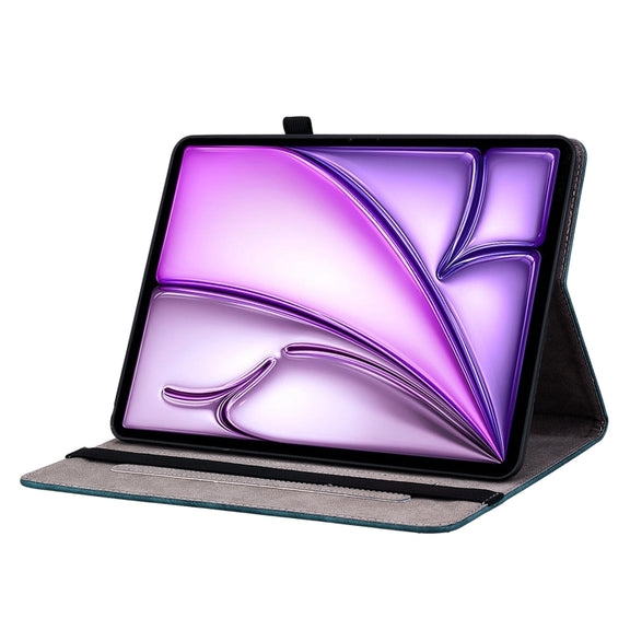 For iPad Air 11 2025 / 2024 Butterfly Rose Embossed Leather Smart Tablet Case(Dark Blue)