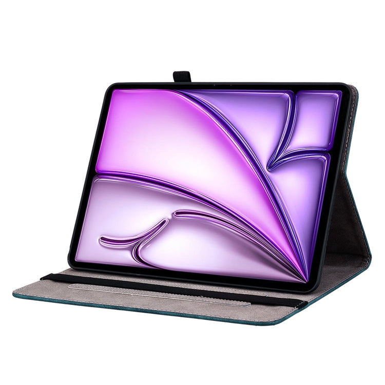 For iPad Air 11 2025 / 2024 Butterfly Rose Embossed Leather Smart Tablet Case(Dark Blue)