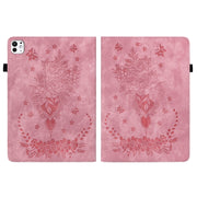 For iPad Pro 11 2024 Butterfly Rose Embossed Leather Smart Tablet Case(Pink)