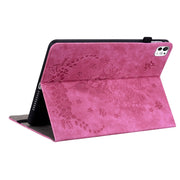 For iPad Pro 11 2024 Butterfly Rose Embossed Leather Smart Tablet Case(Rose Red)