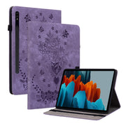 For Samsung Galaxy Tab S9 Butterfly Rose Embossed Leather Tablet Case(Purple)