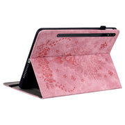 For Samsung Galaxy Tab S9+ Butterfly Rose Embossed Leather Tablet Case(Pink)