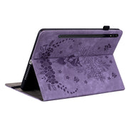 For Samsung Galaxy Tab S9+ Butterfly Rose Embossed Leather Tablet Case(Purple)
