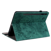 For Samsung Galaxy Tab S9+ Butterfly Rose Embossed Leather Tablet Case(Green)
