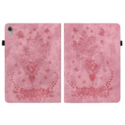 For Lenovo M10 Plus Butterfly Rose Embossed Leather Tablet Case(Pink)