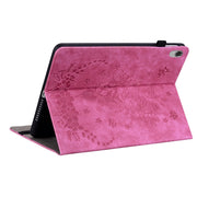 For Lenovo M10 Plus Butterfly Rose Embossed Leather Tablet Case(Rose Red)
