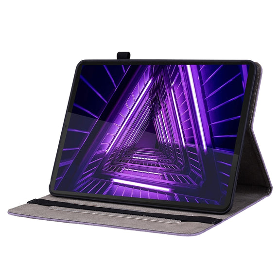 For Lenovo M10 Plus Butterfly Rose Embossed Leather Tablet Case(Purple)