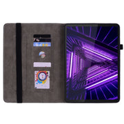 For Lenovo M10 Plus Butterfly Rose Embossed Leather Tablet Case(Purple)
