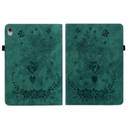 For Lenovo M10 Plus Butterfly Rose Embossed Leather Tablet Case(Green)
