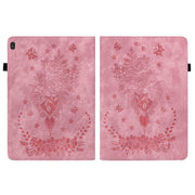 For Lenovo M10 Butterfly Rose Embossed Leather Tablet Case(Pink)