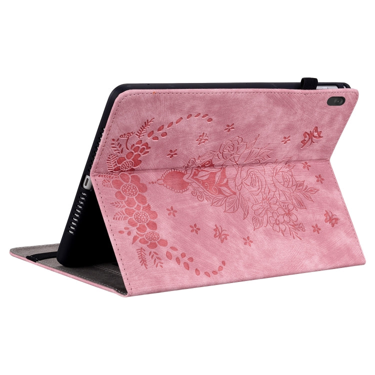 For Lenovo M10 Butterfly Rose Embossed Leather Tablet Case(Pink)