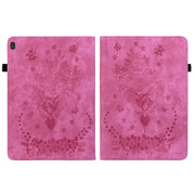 For Lenovo M10 Butterfly Rose Embossed Leather Tablet Case(Rose Red)