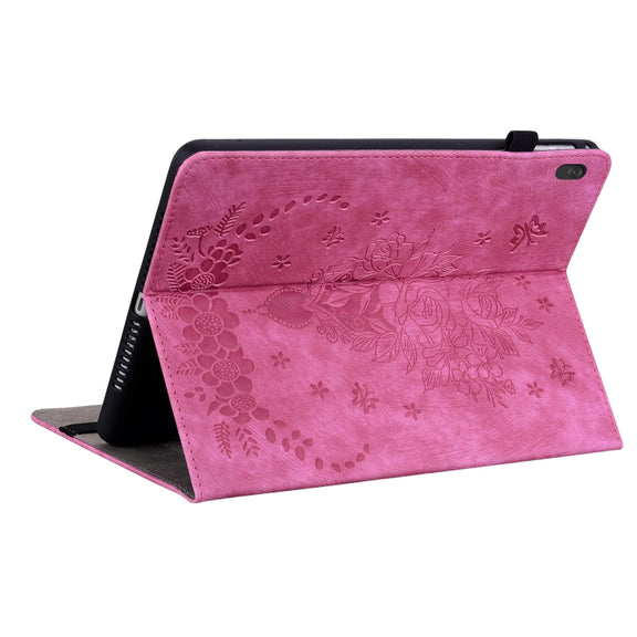 For Lenovo M10 Butterfly Rose Embossed Leather Tablet Case(Rose Red)