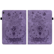 For Lenovo M10 Butterfly Rose Embossed Leather Tablet Case(Purple)
