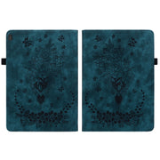 For Lenovo M10 Butterfly Rose Embossed Leather Tablet Case(Dark Blue)