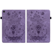 For Lenovo Tab M10 10.1 3rd Gen Butterfly Rose Embossed Leather Tablet Case(Purple)