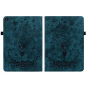For Lenovo Tab M10 10.1 3rd Gen Butterfly Rose Embossed Leather Tablet Case(Dark Blue)