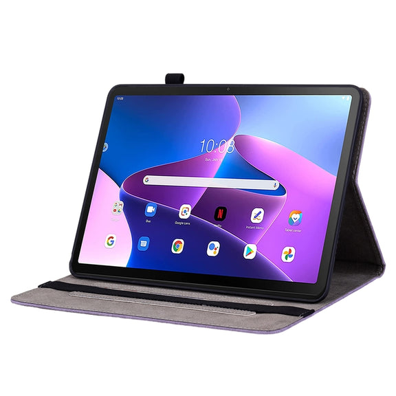 For Lenovo Tab M10 Plus 10.6 3rd Gen Butterfly Rose Embossed Leather Tablet Case(Purple)