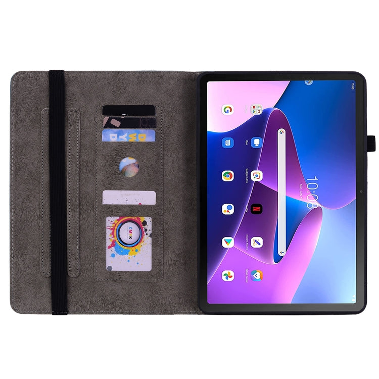 For Lenovo Tab M10 Plus 10.6 3rd Gen Butterfly Rose Embossed Leather Tablet Case(Red)
