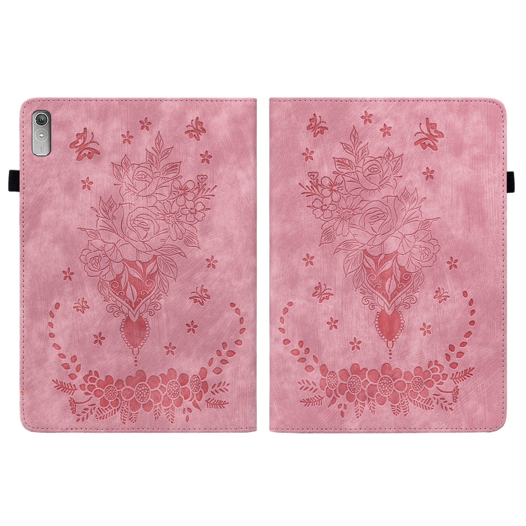For Lenovo Tab P11 Gen 2 11.5 Butterfly Rose Embossed Leather Tablet Case(Pink)