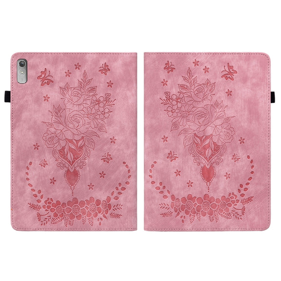 For Lenovo Tab P11 Gen 2 11.5 Butterfly Rose Embossed Leather Tablet Case(Pink)